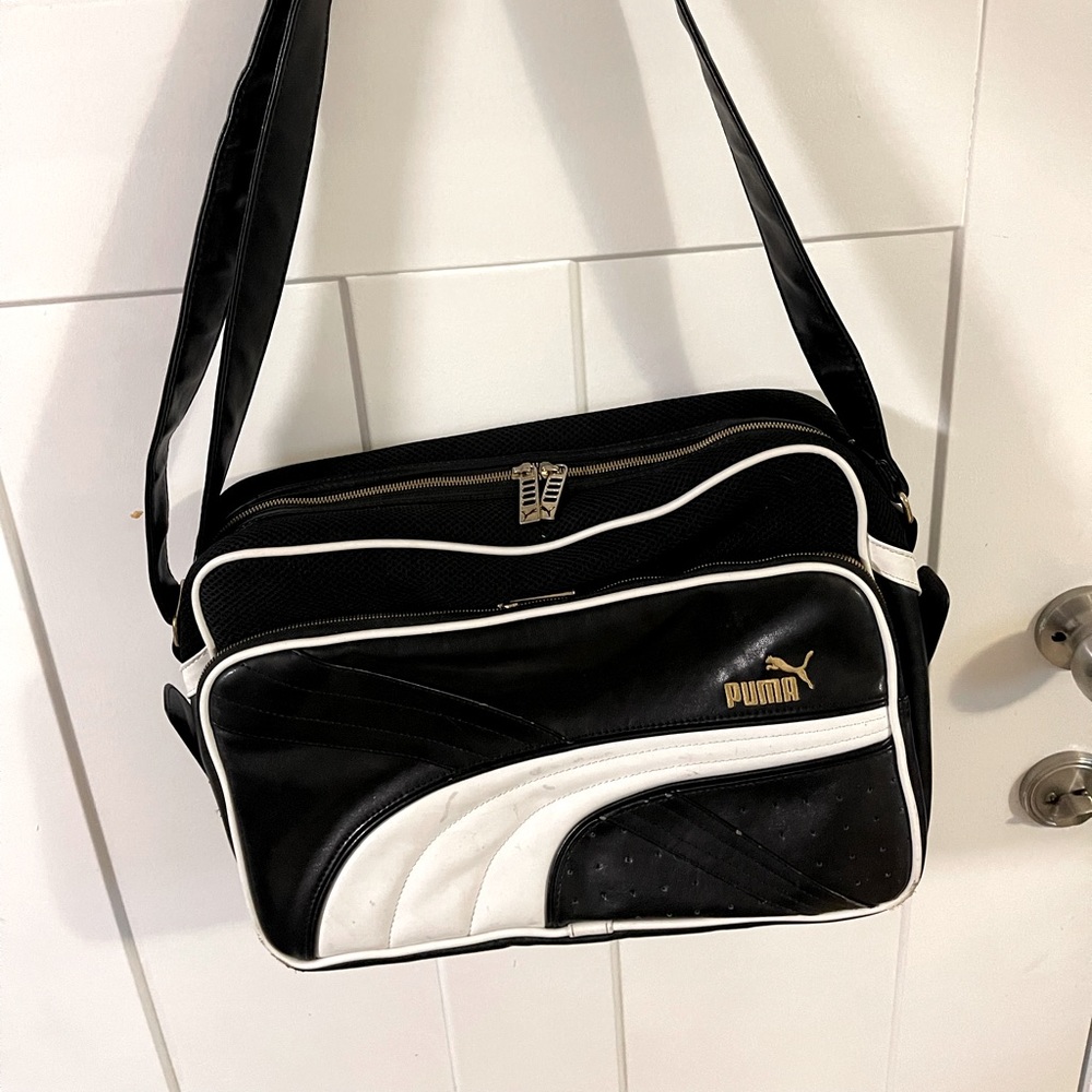 Puma leather messenger bag
